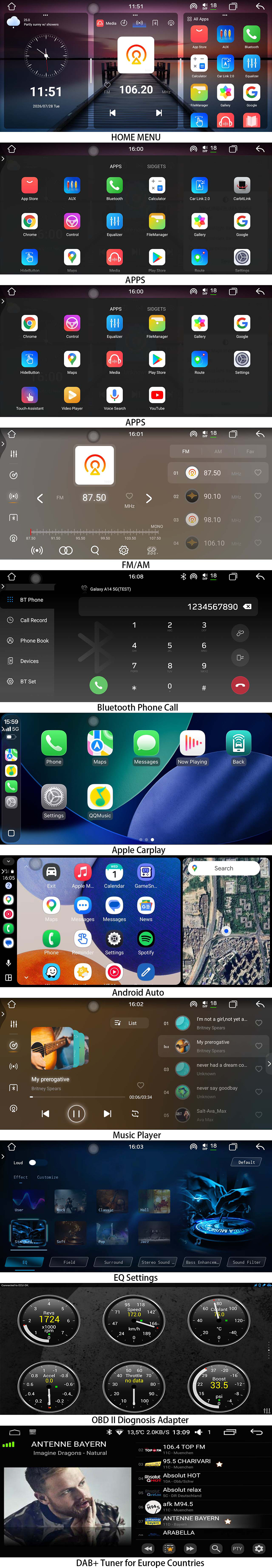 Android OS Navigation Radio Player