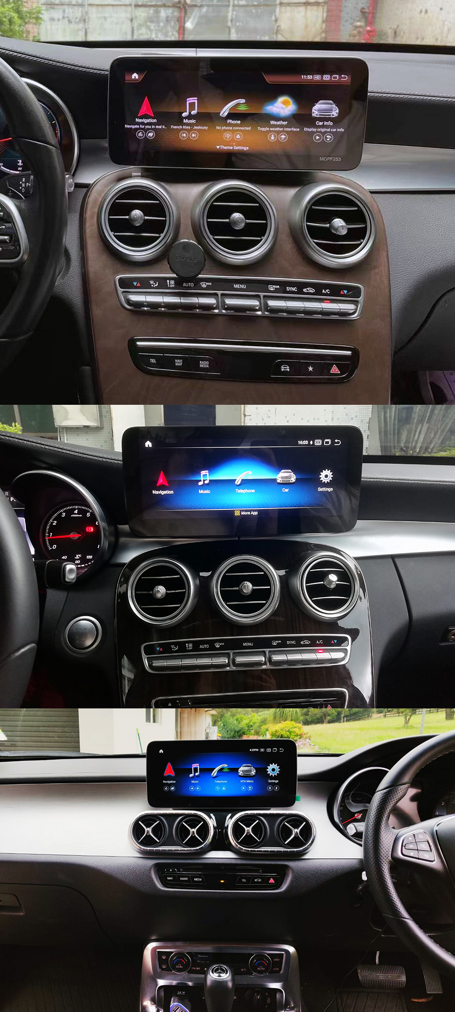 Road Top 12.3" Wireless CarPlay & Android Auto Screen – For Mercedes C W205, GLC X253, V W447, Linux